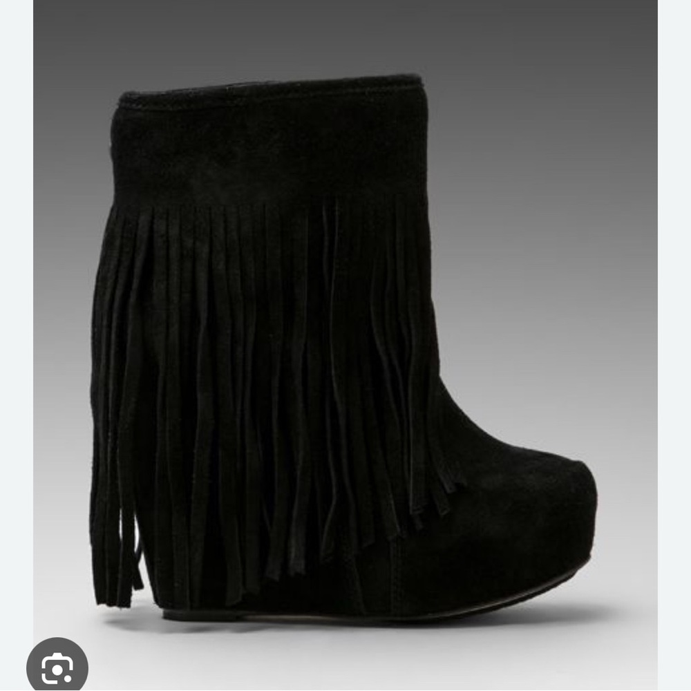 Koolaburra Black Veleta Suede Fringe Ankle Boots bootie